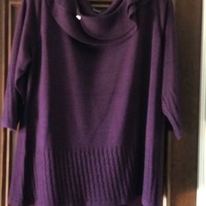 BRIGGS - BRAND NEW ROYAL PURPLE COWL NECK SWEATER WITH JEWEL